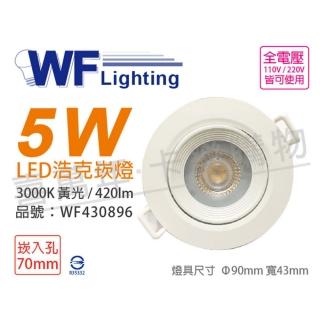 【DanceLight 舞光】4入 LED 5W 3000K 黃光 36度 7cm 全電壓 白殼 可調角度 浩克崁燈 _ WF430896