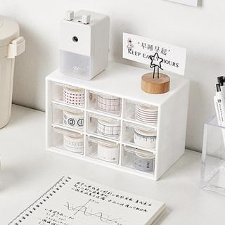 【KStore】桌面九格透明抽屜收納盒(收納盒 透明抽屜 文具納盒)