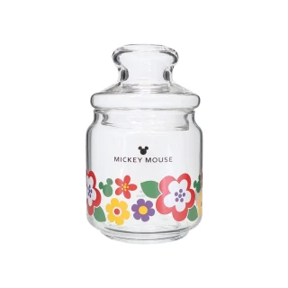 【sunart】迪士尼 米奇家族 玻璃置物罐 500ml 米奇 復古小花(餐具雜貨)