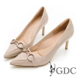 【GDC】真皮時髦女王金屬釦尖頭高跟鞋-奶茶色(217200-37)