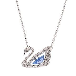 【SWAROVSKI 施華洛世奇】藍色 Dancing Swan 水晶項鍊(限 量 出 清)