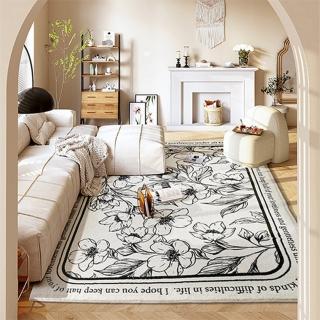 【House Deco 吾所飾室】侘寂風新生軟絨仿羊絨地毯120*180cm(仿羊絨客廳臥室床邊毯家用現代簡約吸水地毯)