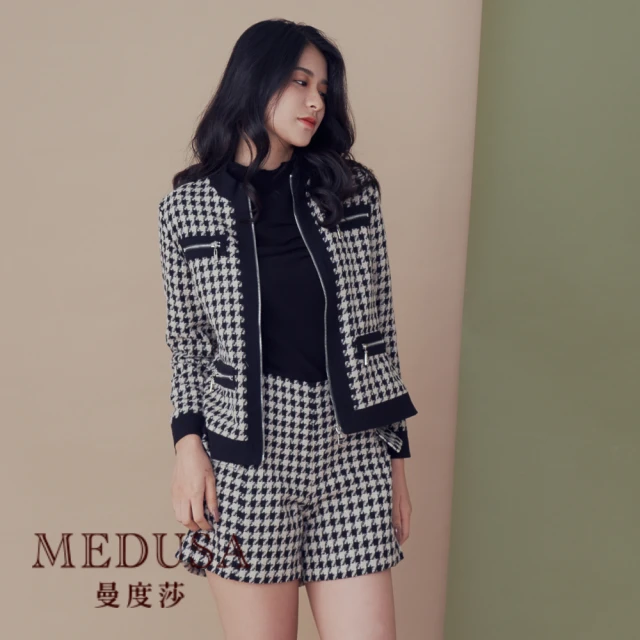 MEDUSA 曼度莎 現貨-千鳥格拚色羊毛外套（M-XL）｜毛料外套 套裝外套(220-7150A)