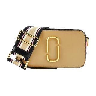 【MARC JACOBS 馬克賈伯】SNAPSHOT 防刮撞色雙層斜背/相機包(卡其/粉)