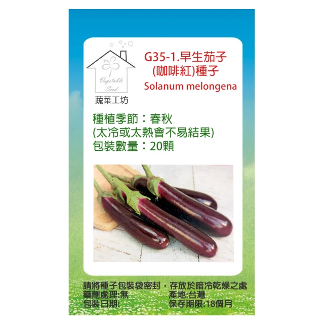 蔬菜工坊 G35-1.早生茄子種子(咖啡紅)