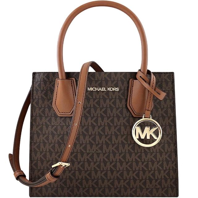 【Michael Kors】Mercer LOGO PVC手提/斜背兩用包(巧克力色)