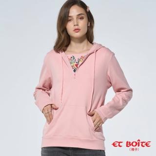 【BLUE WAY】女裝 半拉鍊巴黎花都雙面連帽 長袖 上衣-ET BOiTE 箱子