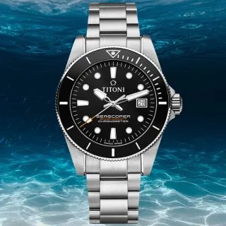 【TITONI 梅花錶】海洋探索 SEASCOPER 300 陶瓷錶圈 瑞士天文台官方認證 潛水機械腕錶(83300S-BK-702)