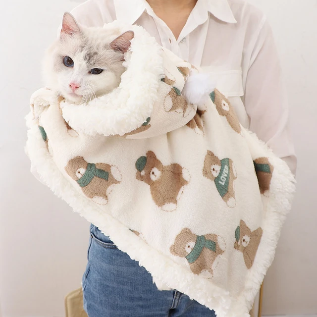 【寵物愛家】貓咪愛犬秋冬小熊披風斗篷衣服保暖毛毯-S(寵物衣)