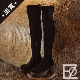 【Ann’S】ANNSTAR 意含ZOE聯名-正常版真的太瘦了吧!防水絨布過膝靴6.5cm(黑)