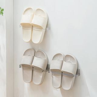 【KStore】透明免打孔置物拖鞋架(拖鞋架 免打孔鞋架 壁掛鞋架 多功能掛勾)