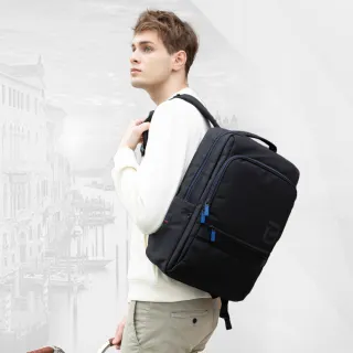 【BESIDE-U】後背包 上學/工作/通勤筆電包 大容量雙肩包 16吋筆電包 黑色(RFID防盜錄、防潑水)
