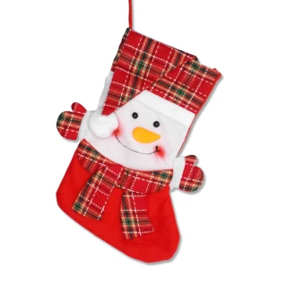 【摩達客】耶誕-蘇格蘭反摺聖誕帽造型聖誕襪-雪人款