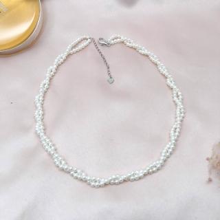 【Elegant 珍愛宣言】優雅清新雙串麻花天然小珍珠頸鍊(雙串珍珠頸鍊 淡水小珍珠頸鍊 禮物)