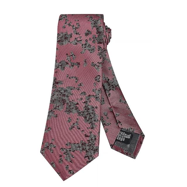 【EMPORIO ARMANI】EA圖騰設計領帶(胭脂粉)