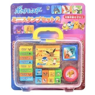 【小禮堂】寶可夢 盒裝橡皮印章組 - 黃綠集合款(平輸品)