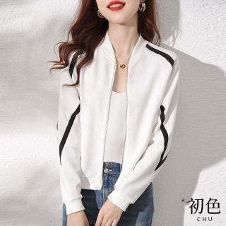 【初色】華夫格休閒舒適拉鍊休閒棒球外套-共3色-63790(M-2XL可選)