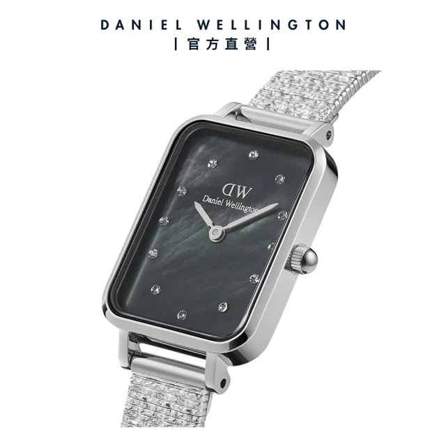 【Daniel Wellington】DW 手錶 Quadro Lumine 20X26-星辰系列貝母盤麥穗鋼琴方錶-星辰黑(三色 DW00100583)