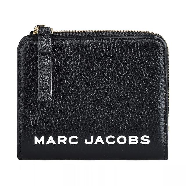 【MARC JACOBS 馬克賈伯】MARC JACOBS THE BOLD白字LOGO牛皮6卡釦式短夾(黑)