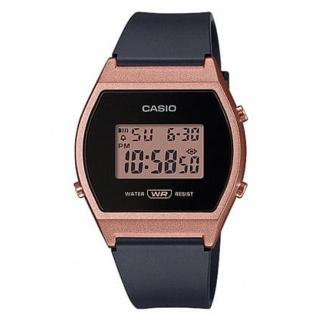 【CASIO 卡西歐】簡約電力數位樹脂腕錶/黑x古銅框(LW-204-1A)