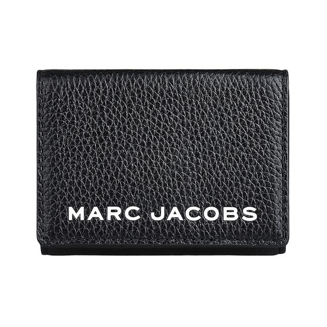 【MARC JACOBS 馬克賈伯】MARC JACOBS THE BOLD經典7500白字LOGO牛皮釦式三折短夾(黑)