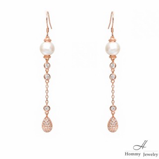【Hommy Jewelry】微風之夜 全圓珍珠紅毯耳環(珍珠)