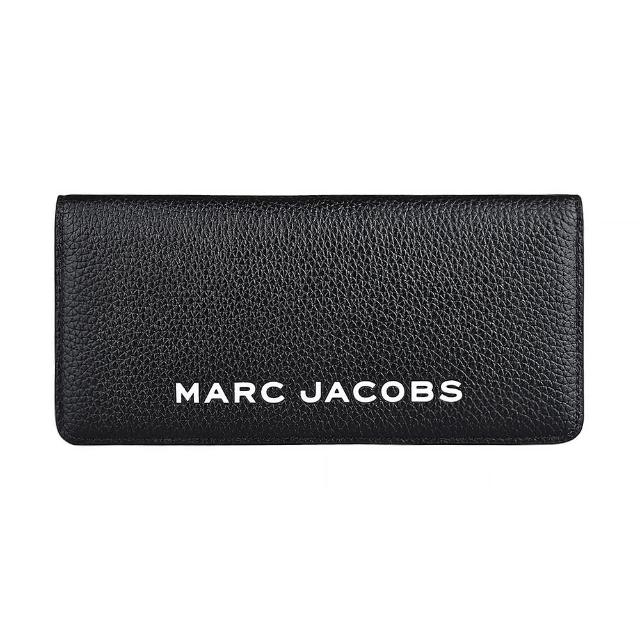 【MARC JACOBS 馬克賈伯】MARC JACOBS THE BOLD白字LOGO荔枝紋牛皮釦式長夾(黑)