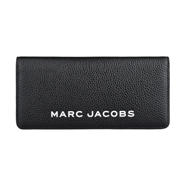 MARC JACOBS 馬克賈伯 MARC JACOBS THE BOLD白字LOGO荔枝紋牛皮釦式長夾(黑)