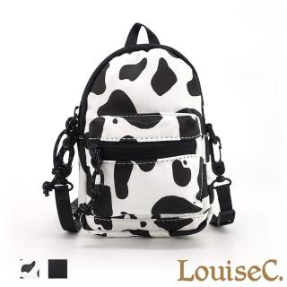 【LouiseC.】Tree House 尼龍乳牛圖紋手提斜背迷你小包-2色-後揹包造型設計(YS8327)