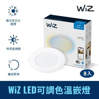 【Philips 飛利浦】Wi-Fi WiZ 智慧照明 可調色溫嵌燈 8入(PW003)