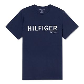 【Tommy Hilfiger】TOMMY 經典印刷文字圖案短袖T恤 上衣-深藍色(平輸品短T)
