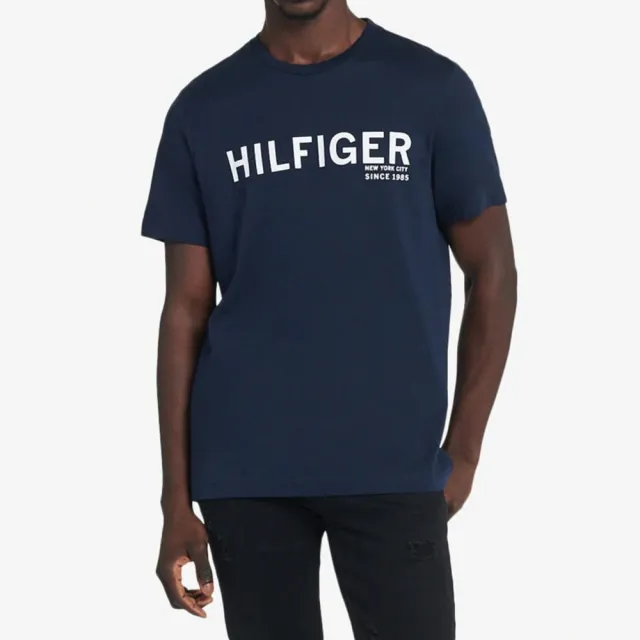 【Tommy Hilfiger】TOMMY 經典印刷文字圖案短袖T恤 上衣-深藍色(平輸品)
