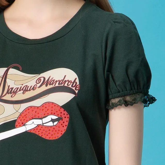 【MAGIQUE WARDROBE】前短後長嘴唇印花休閒洋裝(2色)