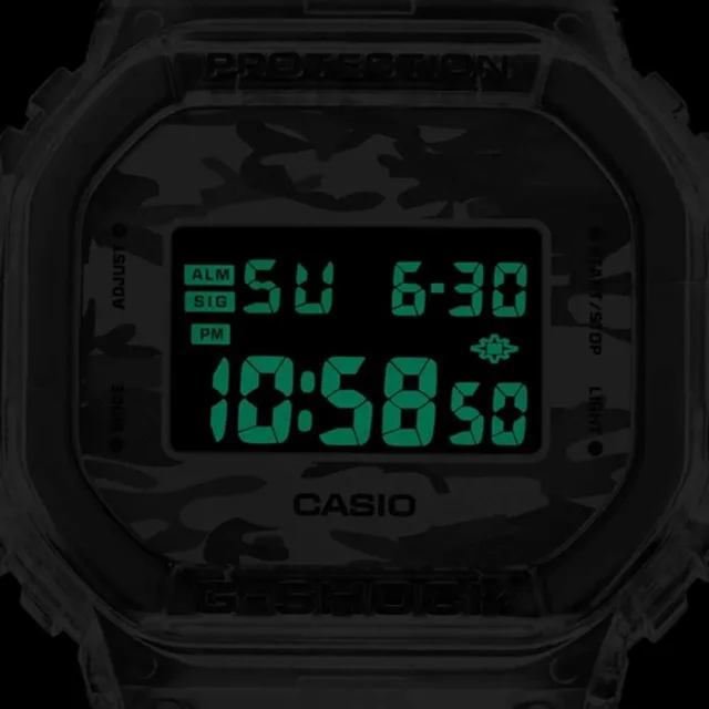 【CASIO 卡西歐】G-SHOCK 百搭潮流 透明迷彩經典系列 DW-5600SKC-1