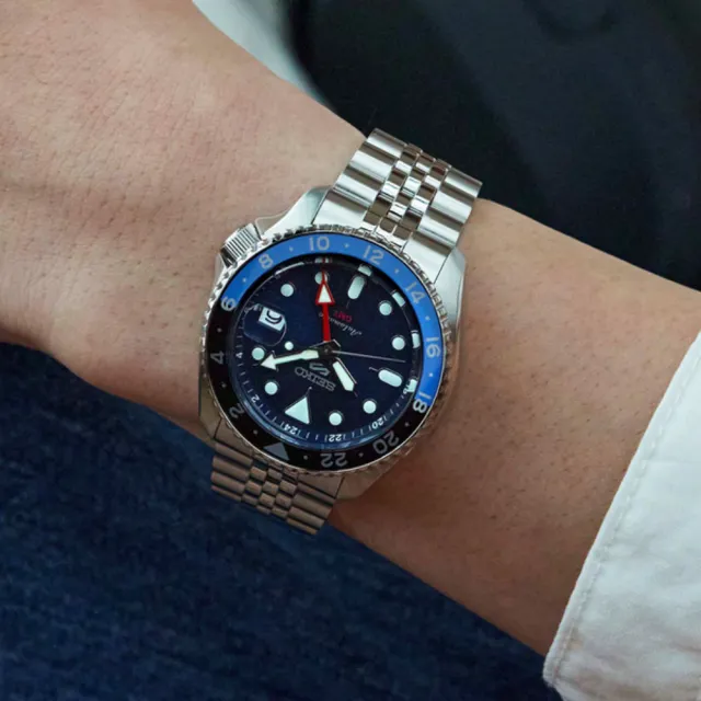 【SEIKO 精工】GMT兩地時區機械錶 SK038  -藍 / 42.5mm(SSK003K1 / 4R34-00A0B)