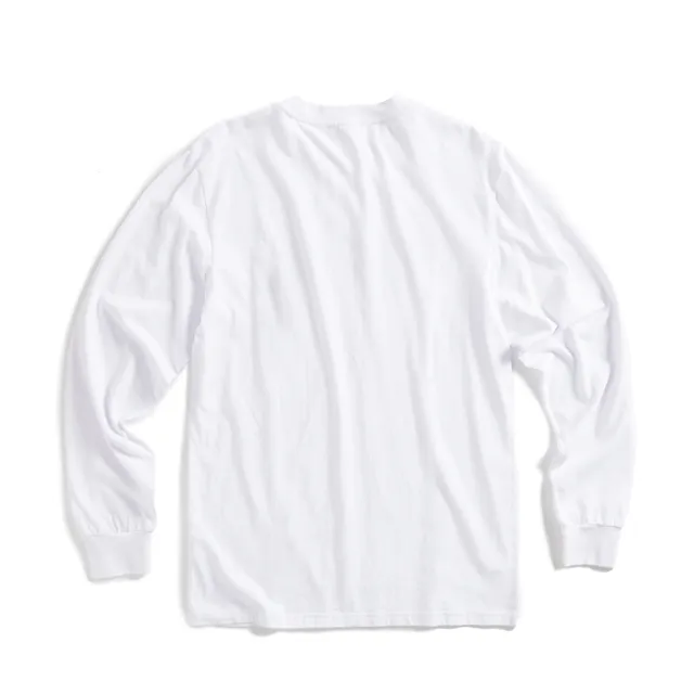 【EDWIN】男裝 網路獨家↘仿舊立體LOGO長袖T恤(白色)