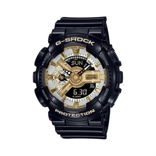 【CASIO 卡西歐】G-SHOCK 閃耀時尚 百搭黑金 雙顯系列 GMA-S110GB-1A