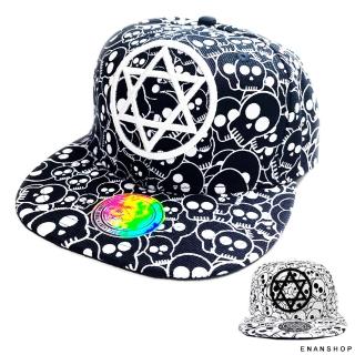 【ENANSHOP 惡南宅急店】骷髏六芒星板帽 韓國流行 棒球帽 男帽女帽 遮陽帽 嘻哈帽 街舞帽-0145G