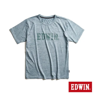 【EDWIN】男裝 涼感印花LOGO圓領短袖T恤(灰藍色)