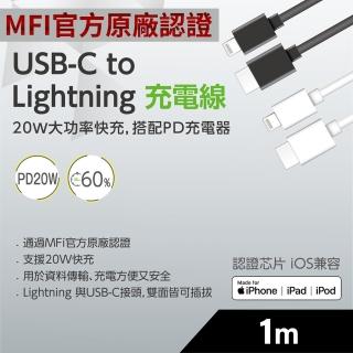 【FUGU】FUGU USB-C to Lightning 充電線 1M-共兩色(蘋果原廠官方認證充電線 推薦)