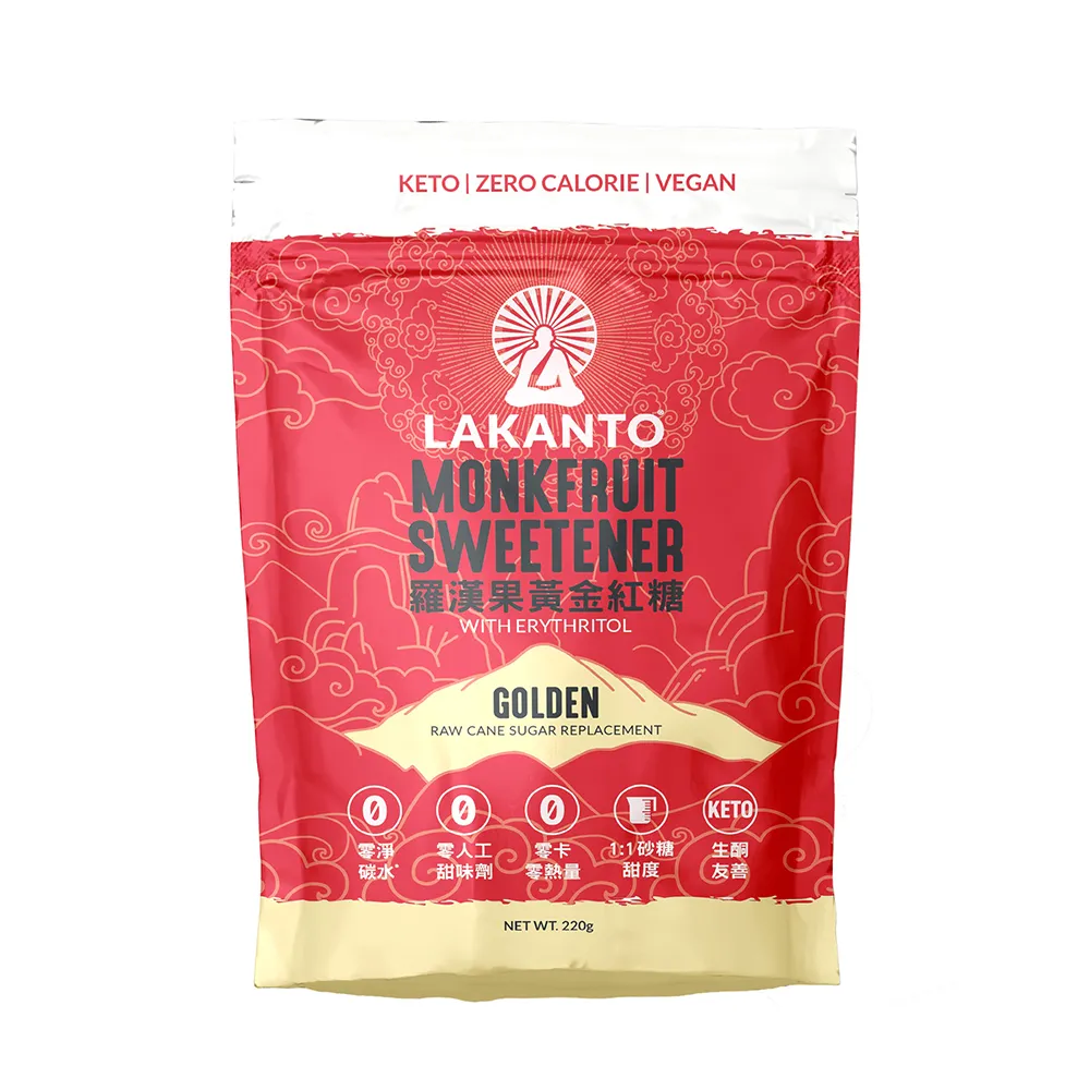 【LAKANTO】羅漢果黃金紅糖X3包(植物萃取.零卡路里.萬用料理糖)