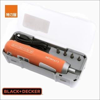 【Black+Decker】4V PushGo系列 鋰電起子機4件套裝 橘色 BD40K4O