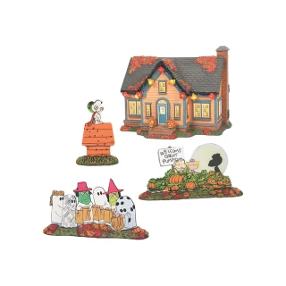 【Enesco】精品家飾 SNOOPY史努比秋日萬聖節小屋居家擺飾 附燈