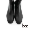 【bac】簡約小方頭彈力粗跟長靴(黑色)