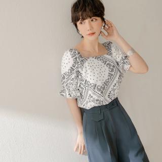 【OB 嚴選】V高顏值民俗風兩穿式方領雪紡短袖上衣 《AB17097》