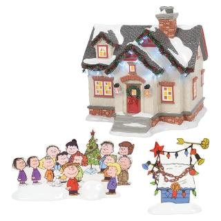 【Enesco】精品家飾 SNOOPY史努比的聖誕小屋居家擺飾 附燈