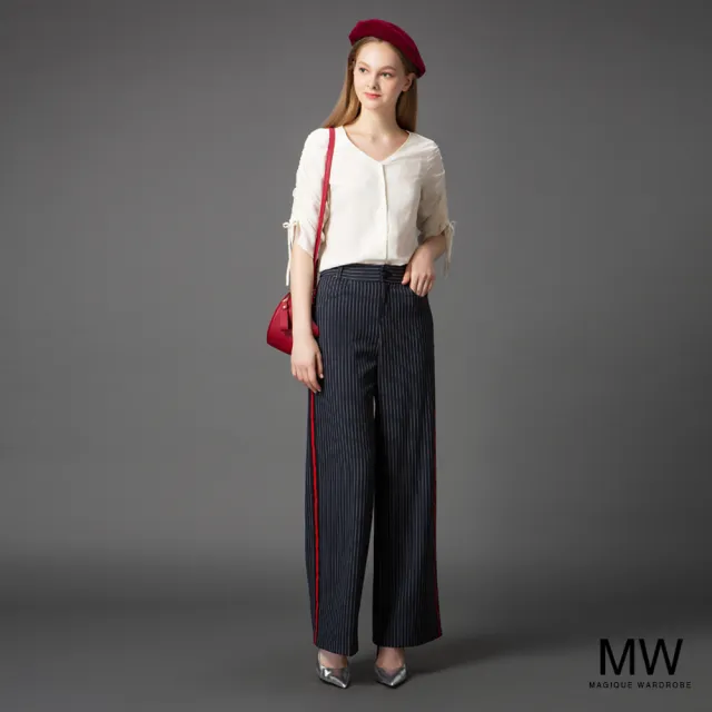【MAGIQUE WARDROBE】V領造型綁帶袖上衣(2色)