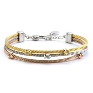 【CHARRIOL 夏利豪】BANGLE MALIA 花朵鋼索手環 禮物 送禮(04-2328-1220-0)