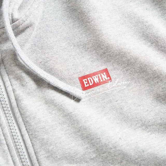 【EDWIN】男裝 網路獨家↘率性風格LOGO連帽拉T外套(麻灰色)