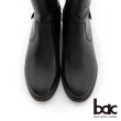 【bac】V型金屬拉鍊裝飾粗跟長靴(黑色)